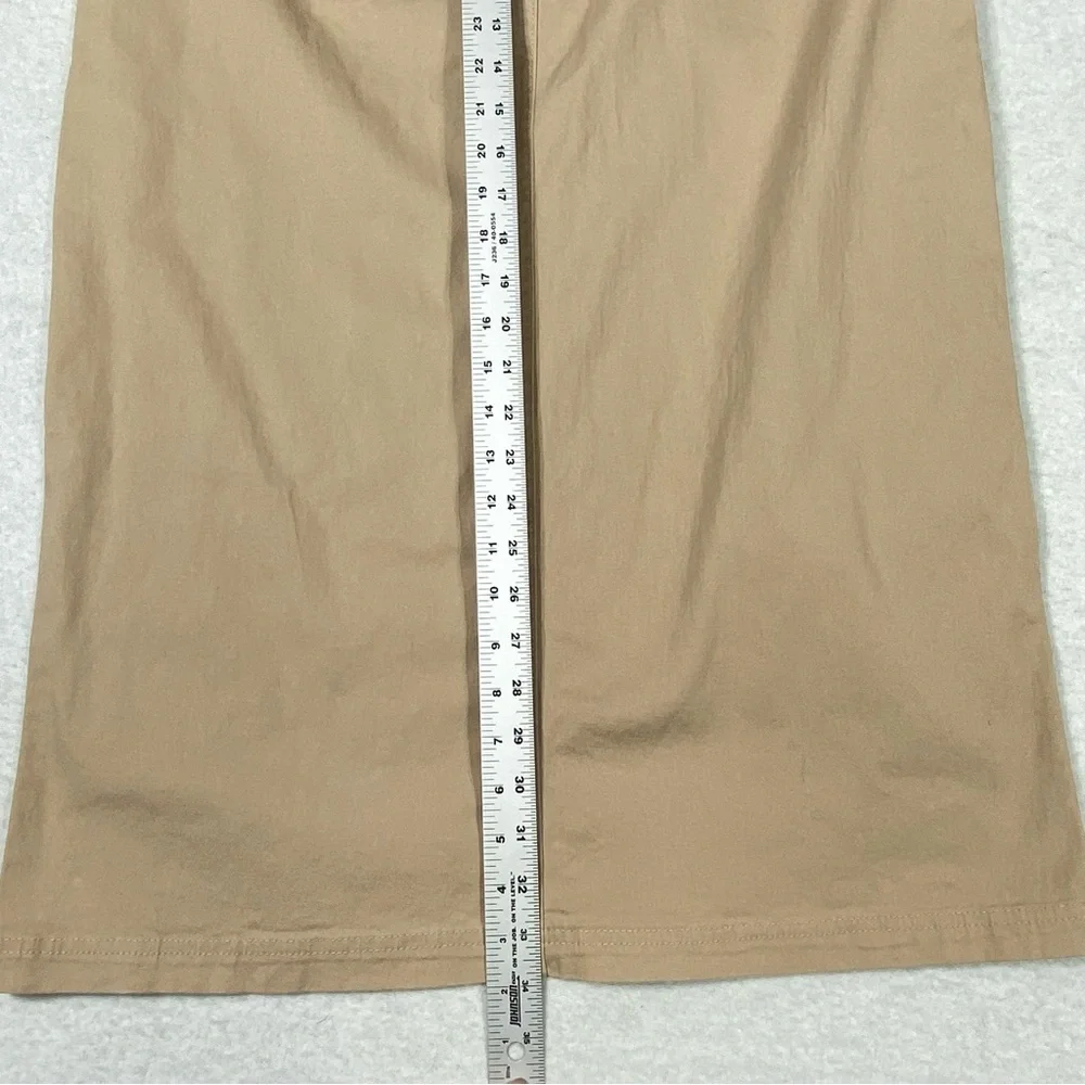 Falls Creek Midi Skirt Women's M Beige Tie Waist Pockets Split Hem Casual Boho